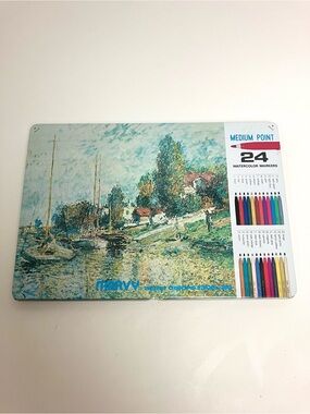 Vintage Marvy Watercolor Artist Colors 1300-24 Markers Monet Tin Made in Japan